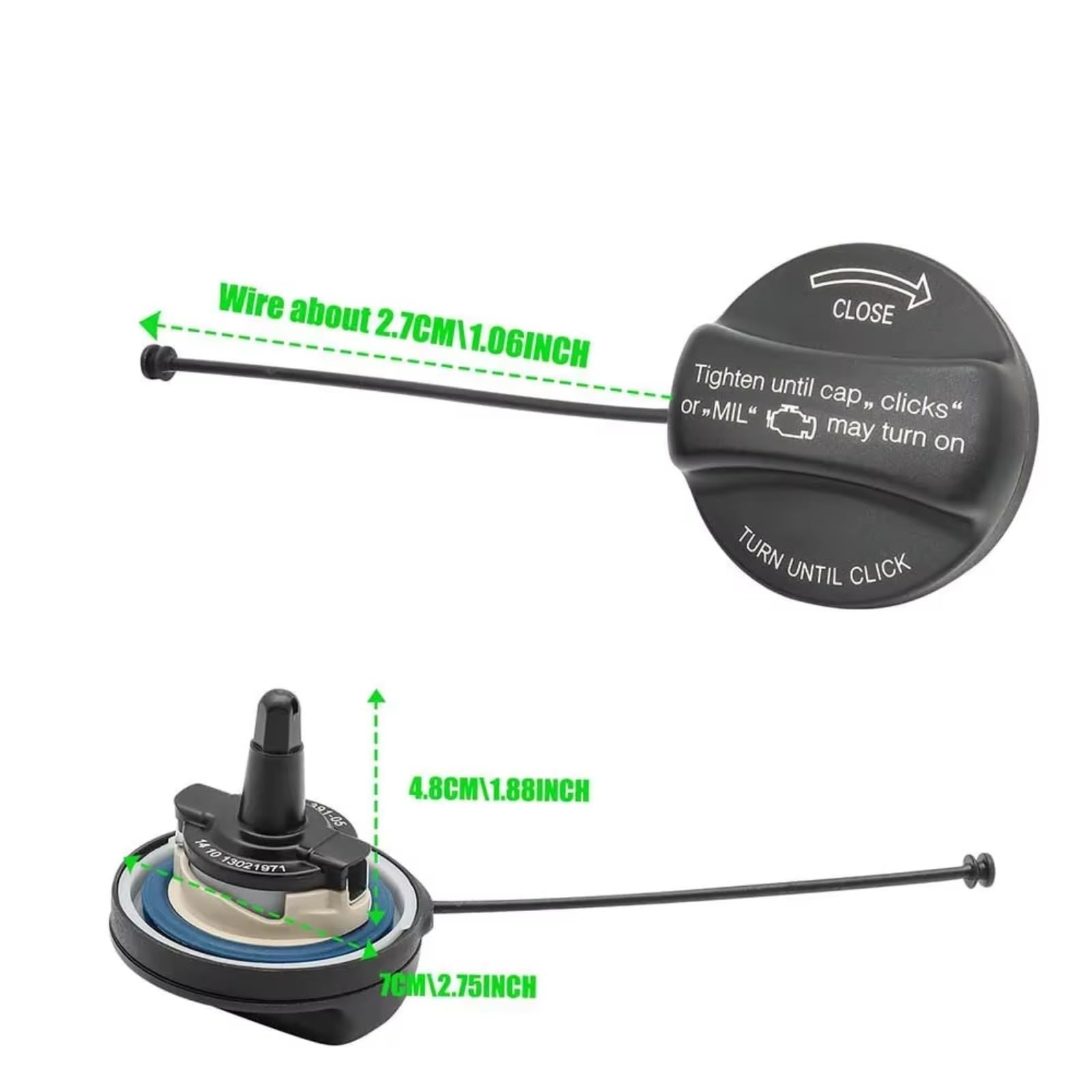 Tappo del Serbatoio di Ricambio Compatibile con Mini per Cooper Tappo del Serbatoio del Carburante 2002-2018 per Clubman 2016-2018 16117222391 Tappo del Serbatoio del Carburante