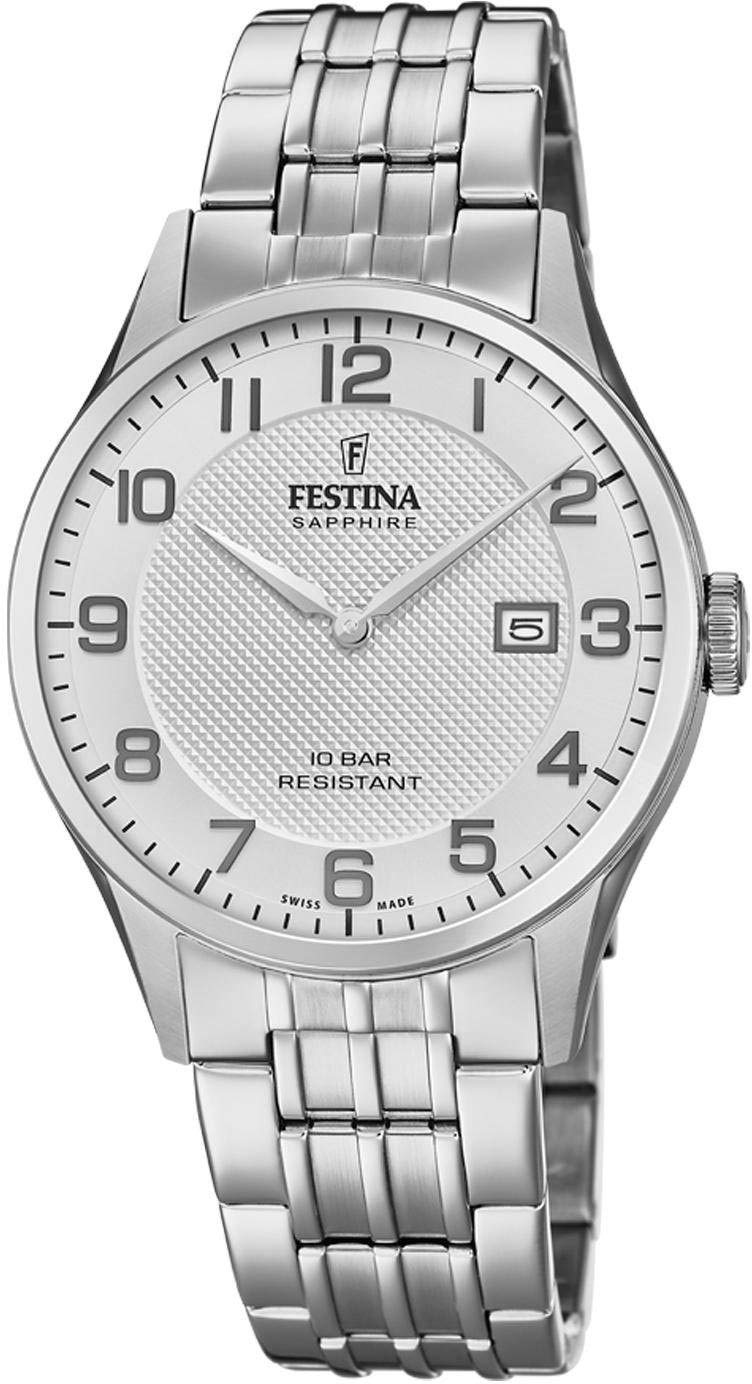 Festina Montre pour Homme F20005/1 Swiss Made Boîtier en Acier Inoxydable Gris Bracelet en Acier Inoxydable Gris