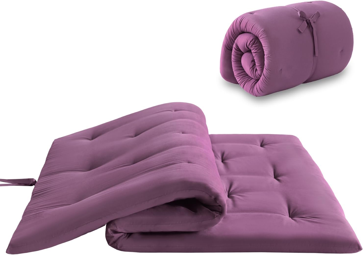 Japanese Floor Futon Mattress Twin Size 39"x 80", Foldable Floor Bed Mattress, Portable Tatami Mat Sleeping Pad, Folding Futon Cushion, Roll Up Floor Lounger for Guest Room Dormitory (Purple) Purple Twin XL(80"L x 39"W x 2.56"Th)