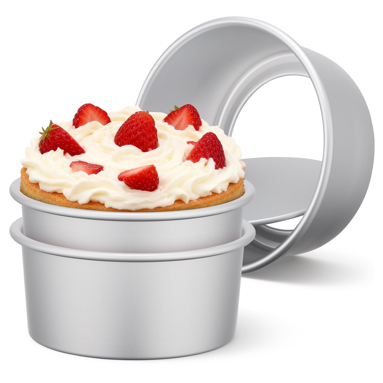 Beasea 6 Inch Cake Pans Set, 3 Pack Aluminum Alloy Round Cheesecake Pan with Removable Bottom, Small Cake Tin Mold for Baking Oven Bakeware