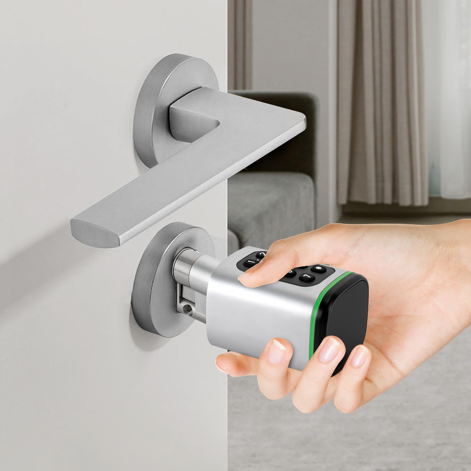 Serratura elettronica per porta, serratura intelligente con app, codice digitale, chiave e chiave, Smart Lock, lunghezza del cilindro regolabile, per porte da 35-45 mm