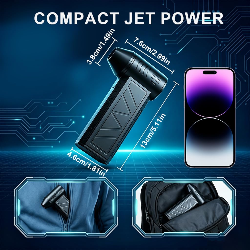 Soplador de Aire Comprimido Eléctrico 150000RPM, Air Duster Potente para Limpieza PC y Teclado 4 Velocidades Ajustables Reutilizable Plumero de Aire Inalámbrico con Luz LED para Coche Hogar