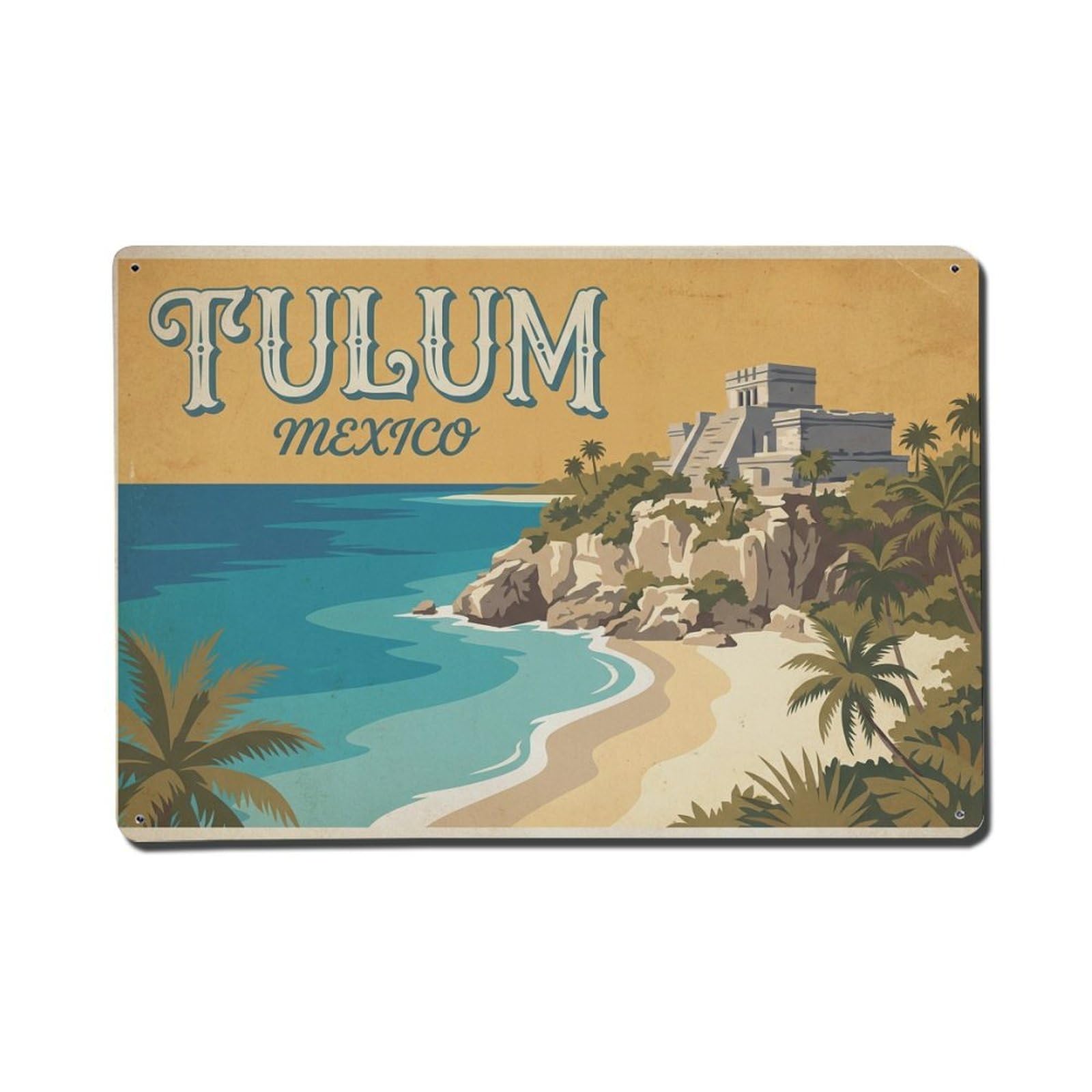 Xanthor Style Retro Travel Mexico Tulum Metal Tin Sign
