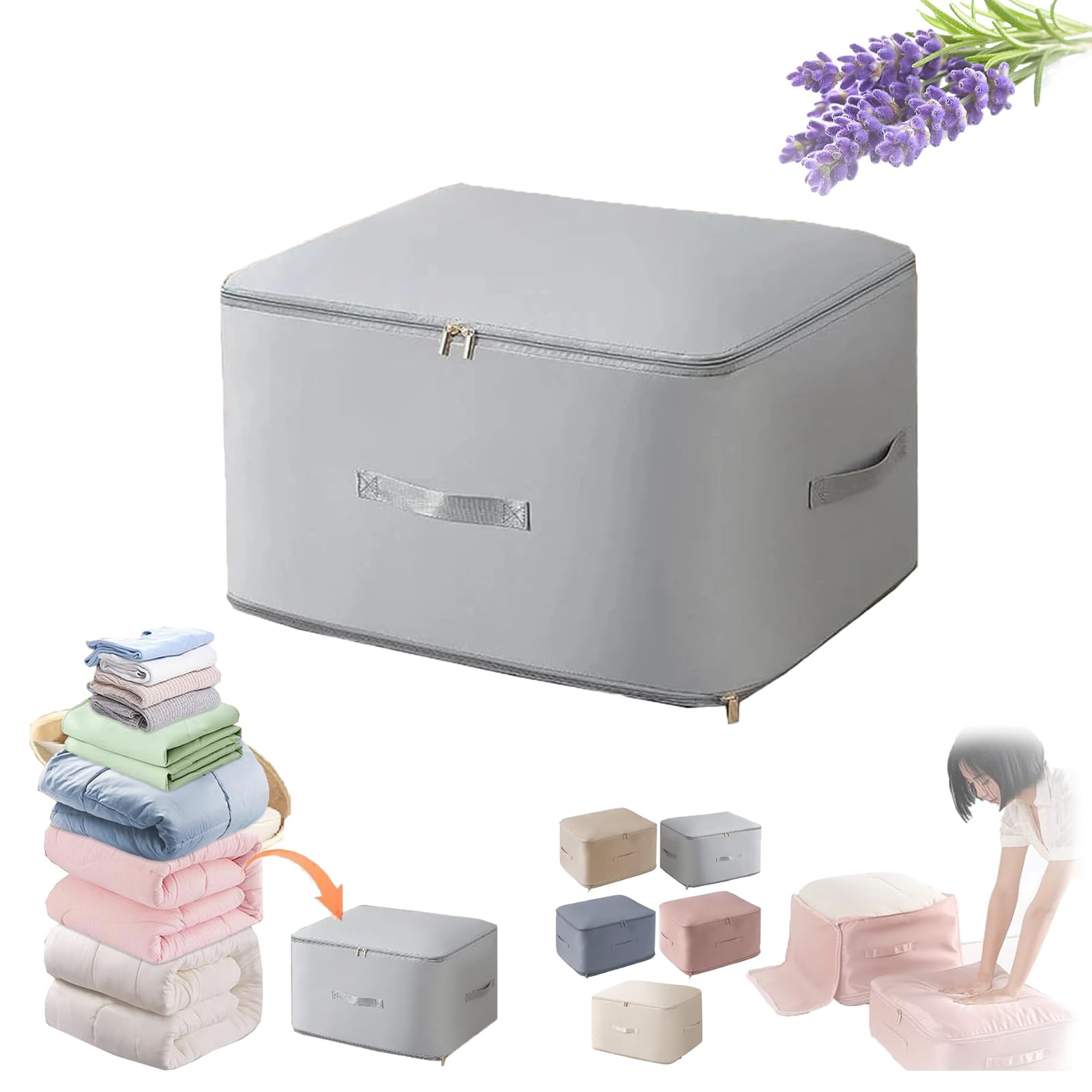 HOPASRISEE Ultra Space Saving Self Compression Organizer, Compression Packing Cubes, Expandable Packing Organizers, Heavy Duty Moving Bags, Storage Tote For Space Saving, Comforters Clothes (XL,grey)