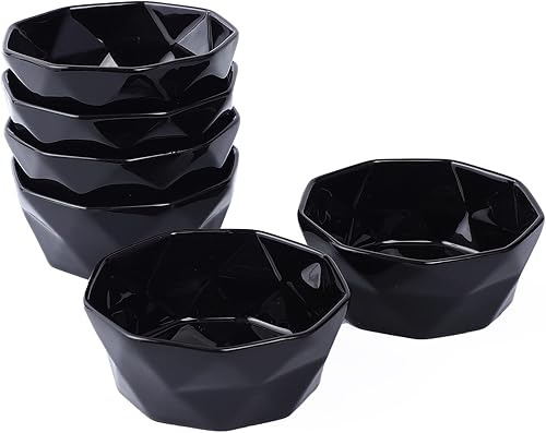 Niunan Ramequines geométricos de porcelana de 8 onzas cuencos de postre platos Ramekin para hornear postre helado aperitivo apto para horno juego