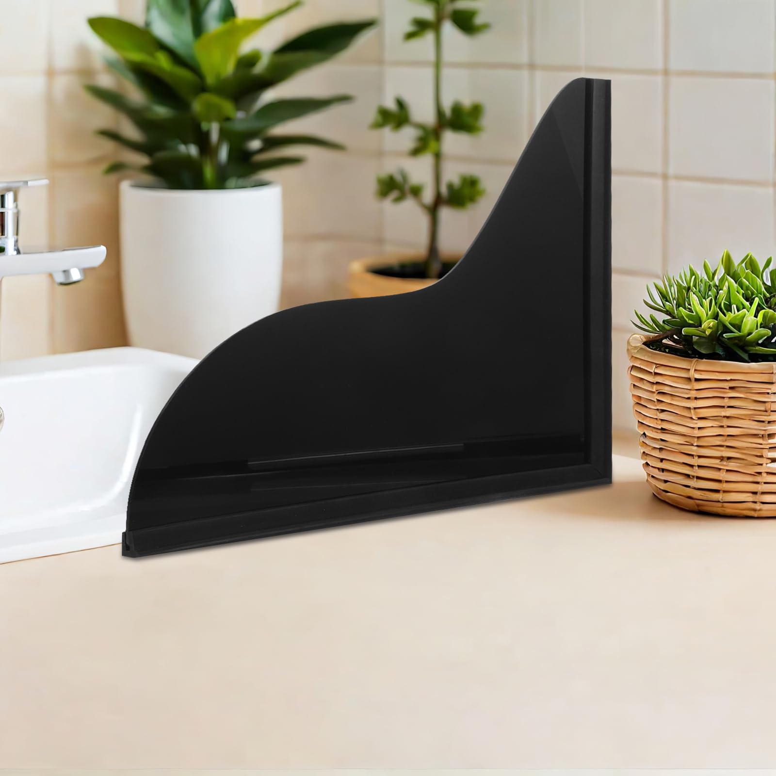 Levemolo 2 Pezzi Paraspruzzi Cucina in Acrilico Nero Protezione Antispruzzo e Antiscivolo per Lavello, Design Moderno per Bagno e Cucina