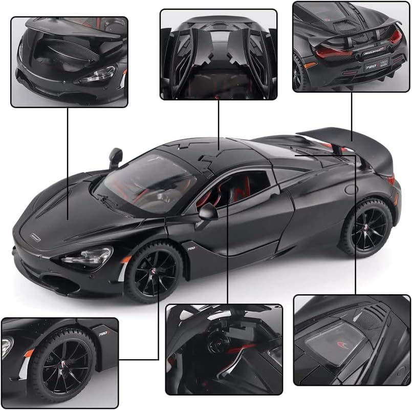 Image of Play Boy 1:32 McLaren 720s Model Diecast Metal Alloy Pullback Toy Vehicle with Openable Doors Light and Music Car for Kids (Multicolor)