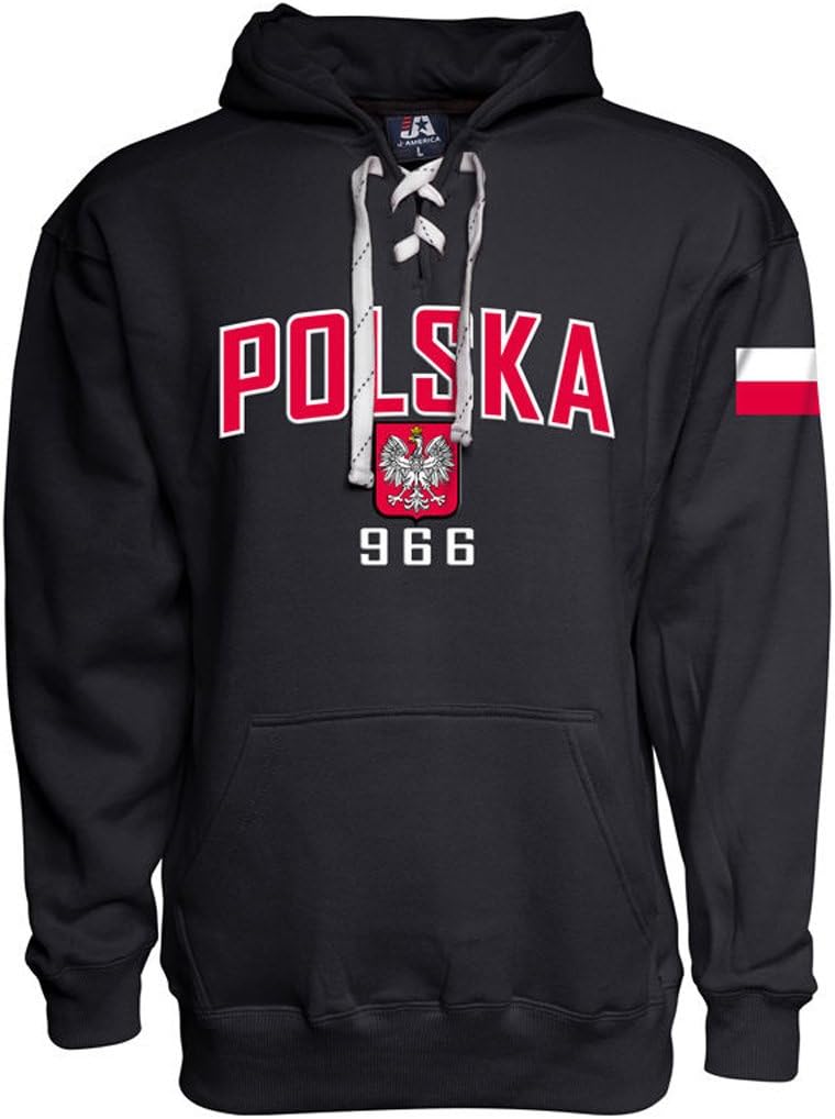Polska Est. 966 Polish Eagle Crest Hoodie Poland National Pride Embroidered Sweatshirt Black