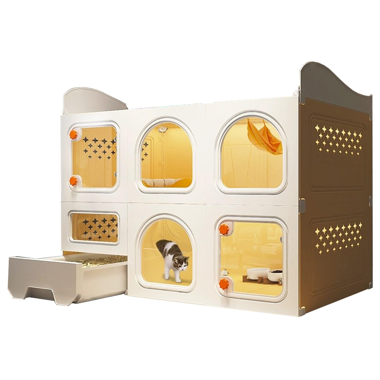 Cage pour chat multicouche premium avec sa grande porte transparente