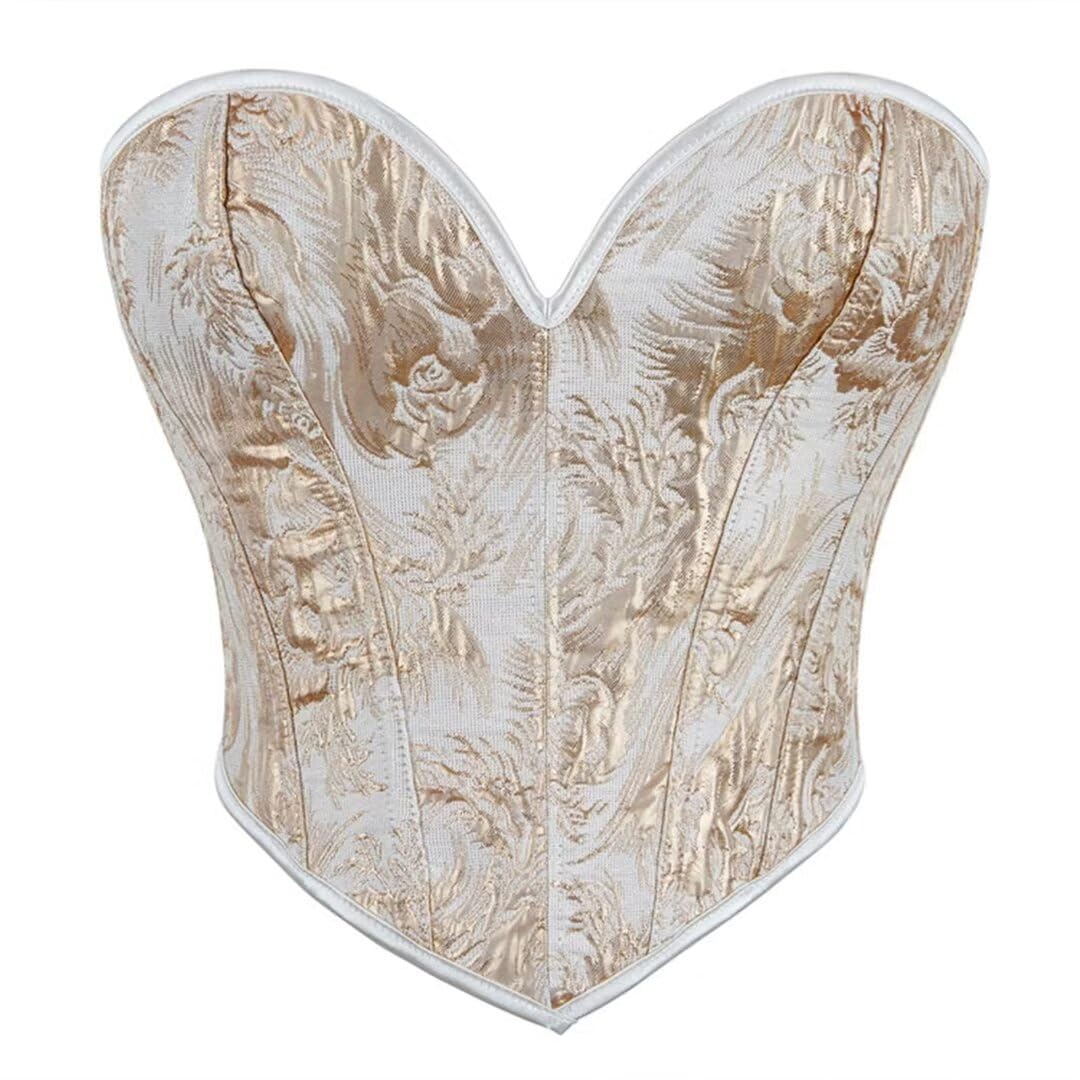 HEBEBRIDAL Victorian Renaissance Corset for Women Vintage Gothic Floral Print Overbust Bustier Tube Lace Up Party Crop Top