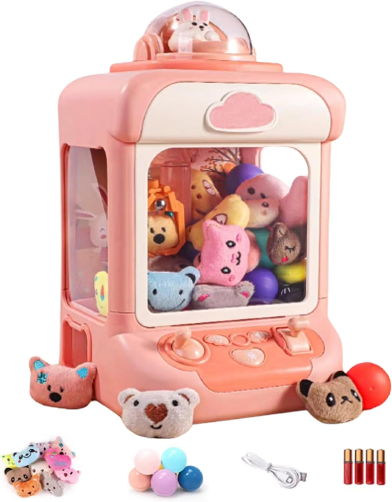 Neroyaner Mini Claw Machine for Kids - Cute Rabbit Shape USB DIY Grabber, Battery Powered Home Vending for Children, Style 1