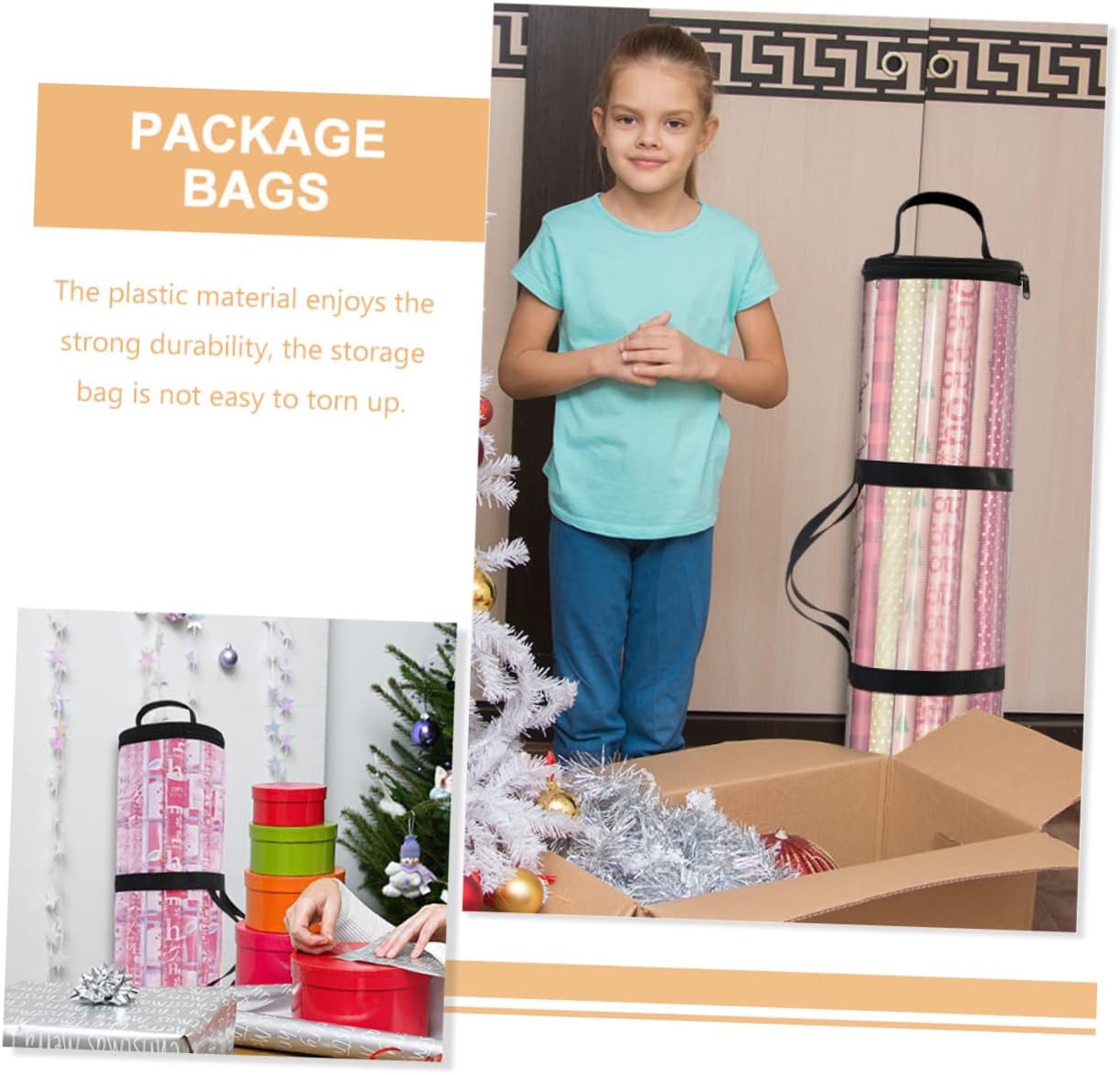 Ipetboom 2pcs Christmas Storage Bag Multi-use Cylindrical Holder for Packing Transparent Design for Organizing and Holiday Accessories