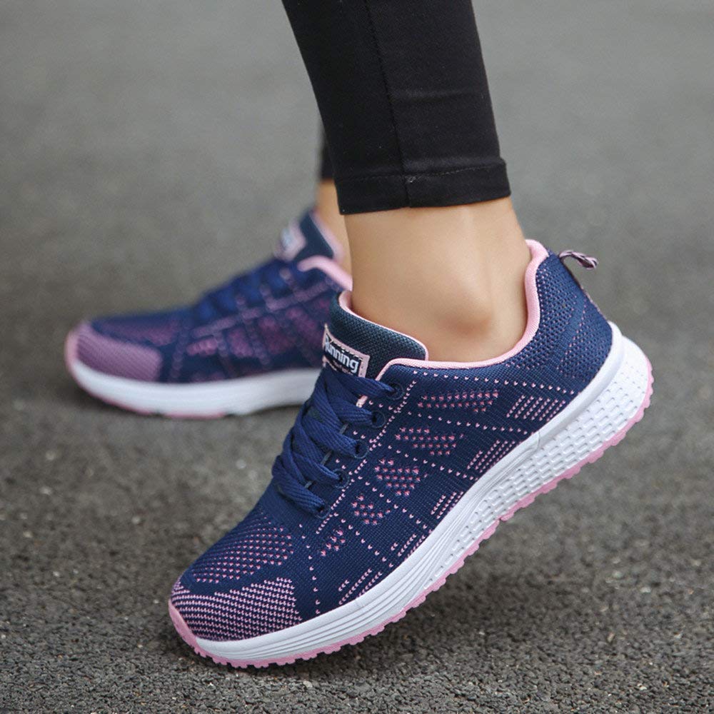Zapatillas de Deporte Respirable para Correr Deportes Zapatos Running Cojines de Aire Calzado Mecedora Net para Estudiante Volar Zapatos Deportivas de Mujer Gimnasia Ligero Sneakers Atletismo riou