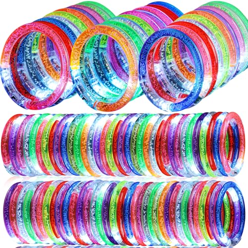 UZLU 120 Pack Glow Bracelets Bulk Glow in the Dark Party Supplies 10 Color LED Light Up Bracelets for Adults & Kids Birthday Wedding Party Favors Concert New Year Carnival Raves