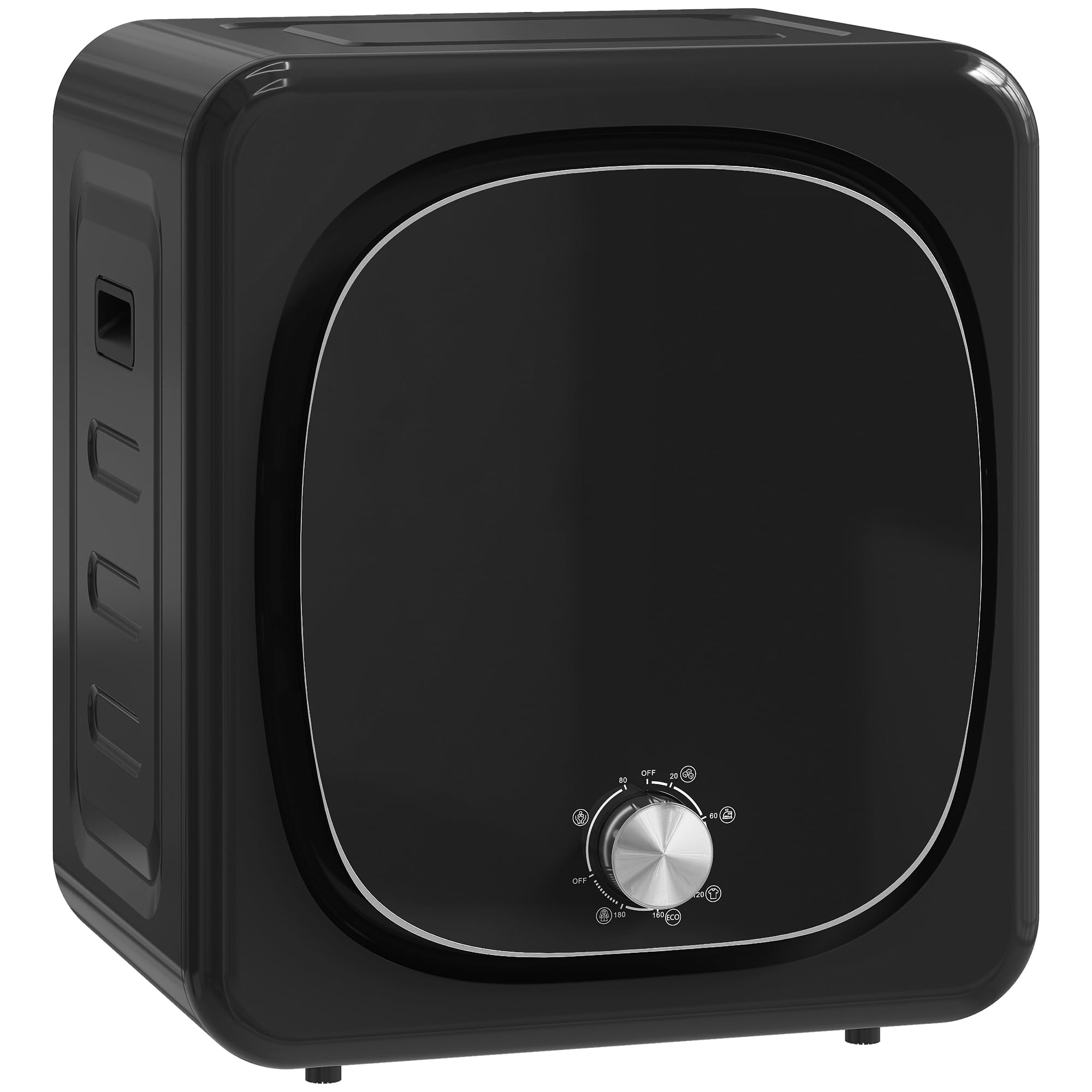 HOMCOM Asciugabiancheria a Scarico Compatto Asciugatrice Elettrica 800W 4Kg con 5 Modalità di Asciugatura, Vasca in Acciaio Inossidabile, Carica Frontale per Appartamento Casa Camper, Nero