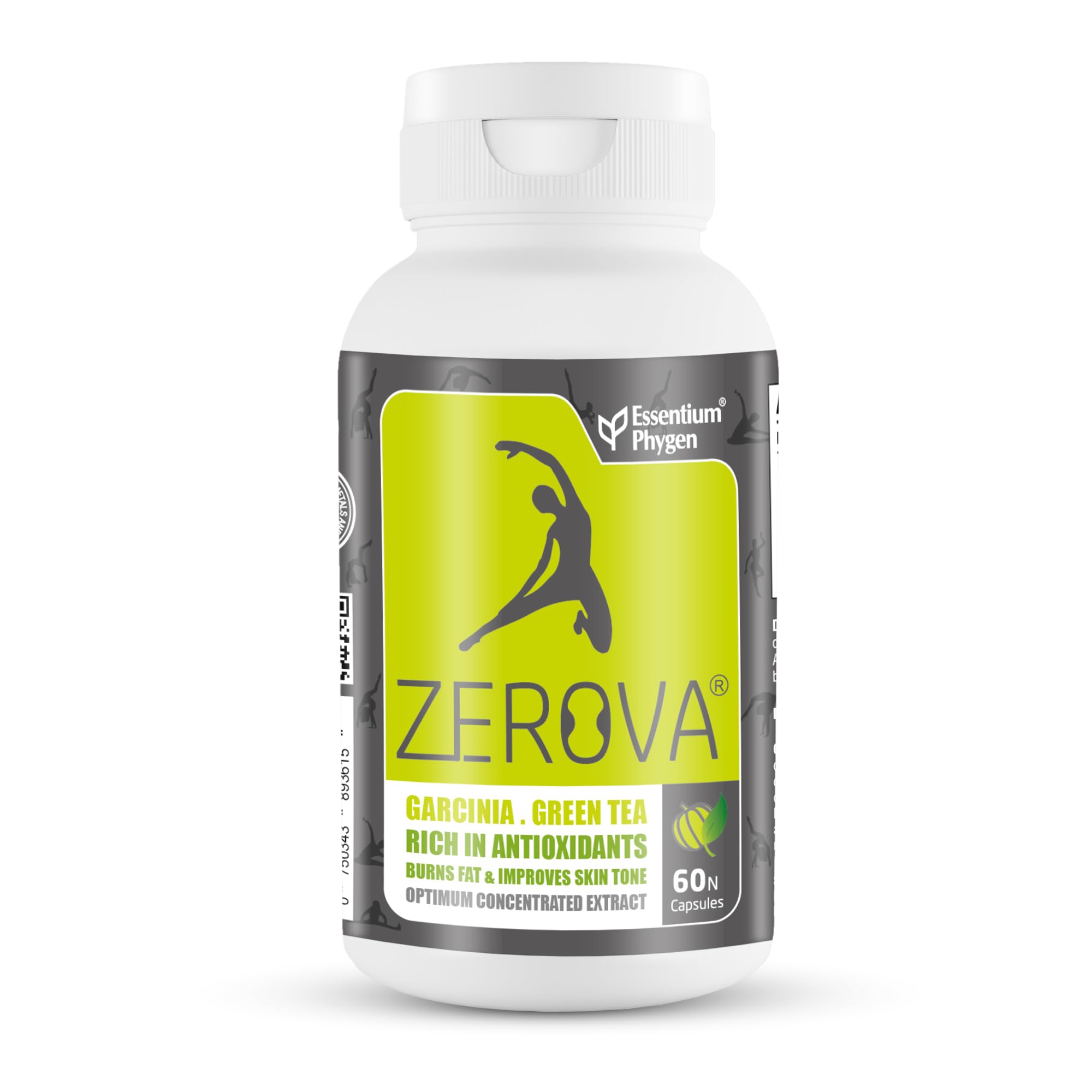 Essentium Phygen Zerova Garcinia & Green Tea Weight Loss Capsules 60 Count Natural Fat Burner with HCA & EGCG Supports Appetite Control, Metabolism, Energy & Healthy Skin Tone