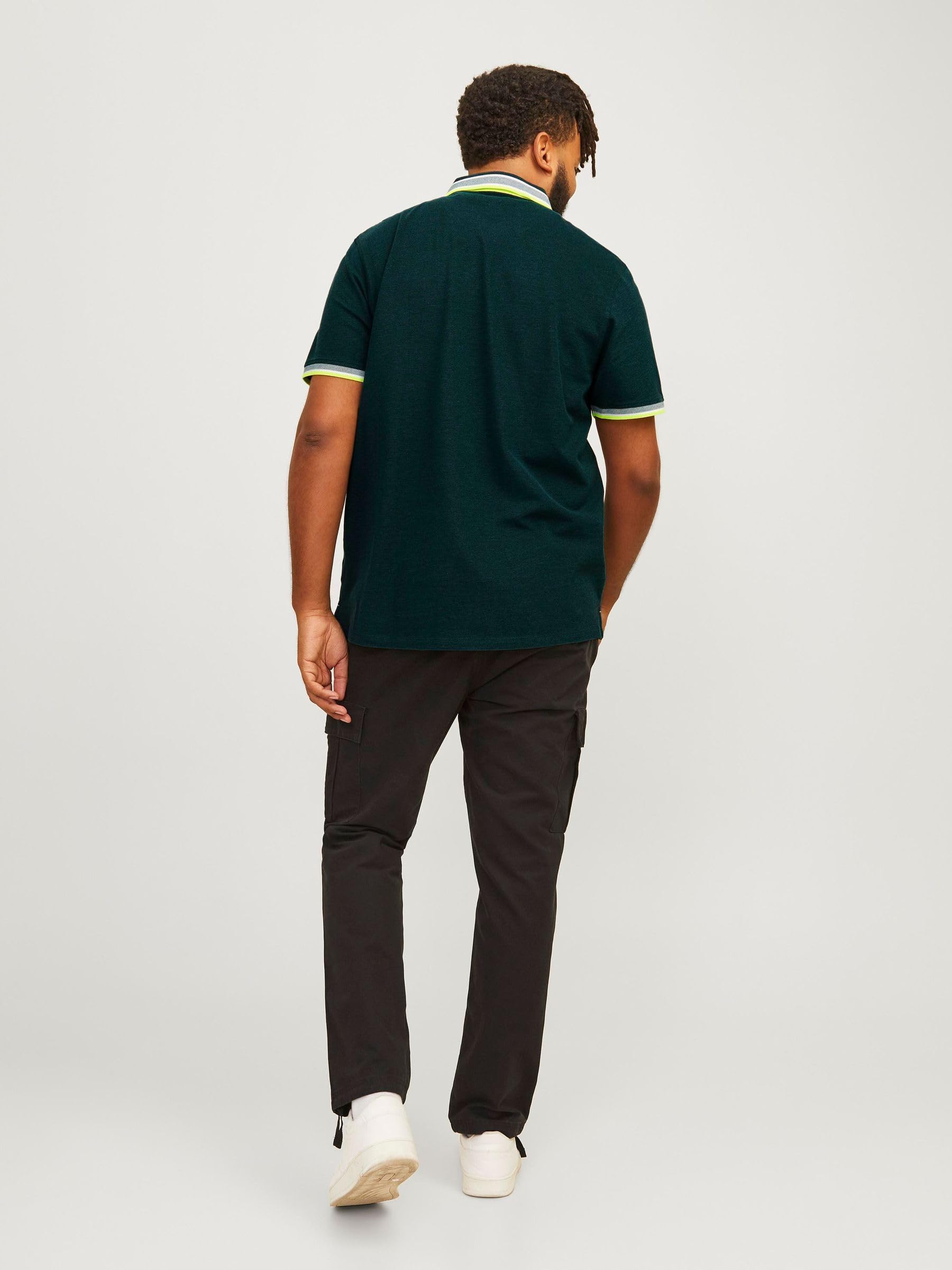 JACK&JONES PLUS JJEPAULOS Polo SS NOOS PLS, Deep Teal/Szczegóły: neonowy, 6XL