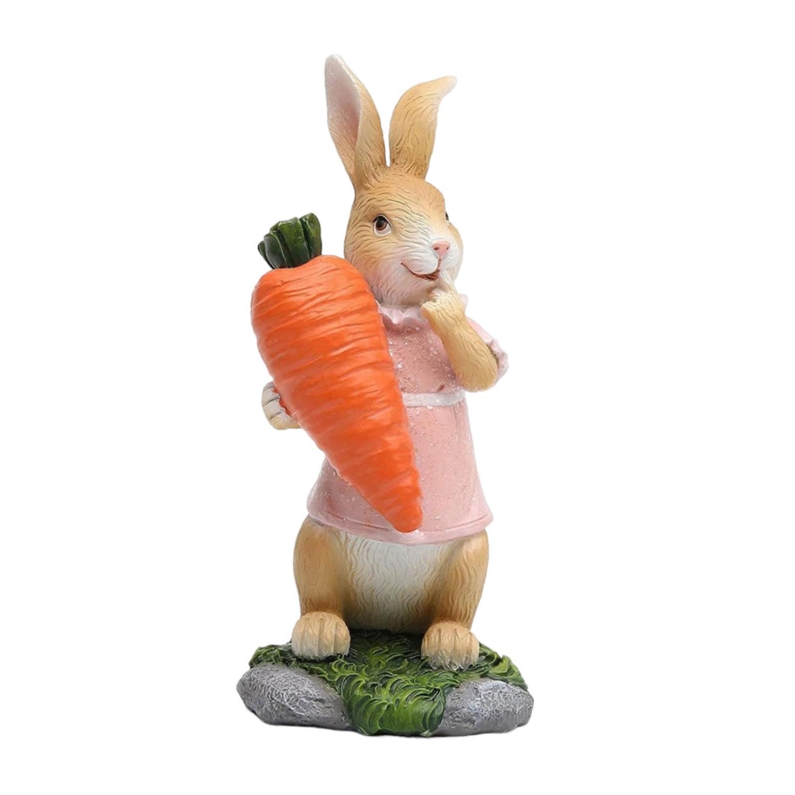 Statuette de lapin en résine Homyl et figurine de collection avec carotte