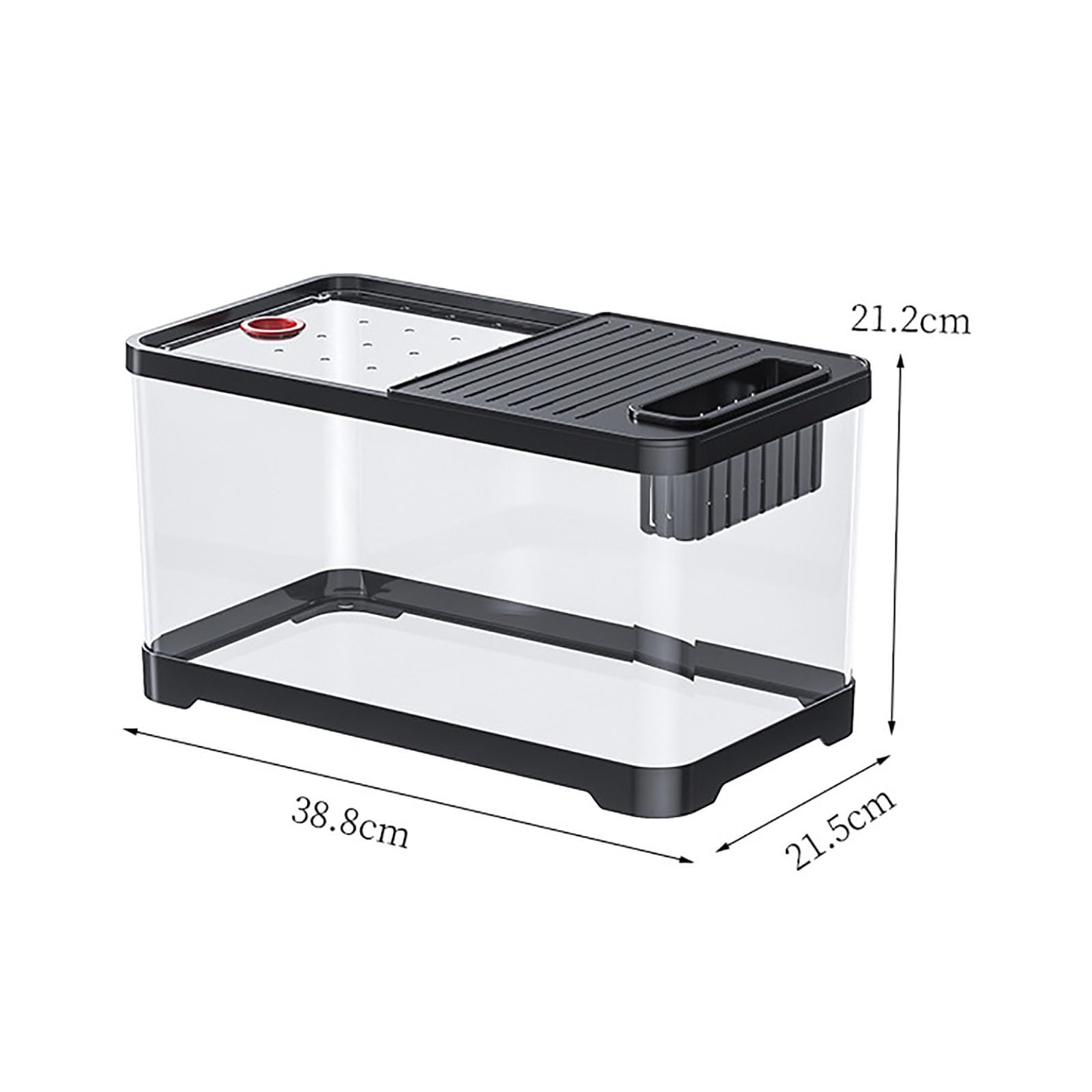 Aquarium Komplett-Set, 38,8 * 21,5 * 21,2 cm Fischtank Mit LED, 3-in-1 Selbstreinigende Filter, Glasbecken Mit Deckel, Klein Aquaristik Dekor Für Zuhause, Büro, Wohnzimmer