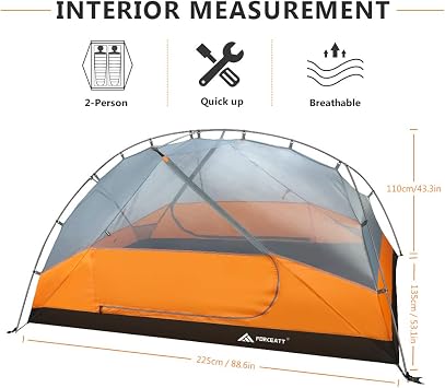 Forceatt Camping Tent,2-3 Man Tent for Outdoor PU3000mm Waterproof Tent Lightweight & Portable easy set up for Hiking Backping Eurohike