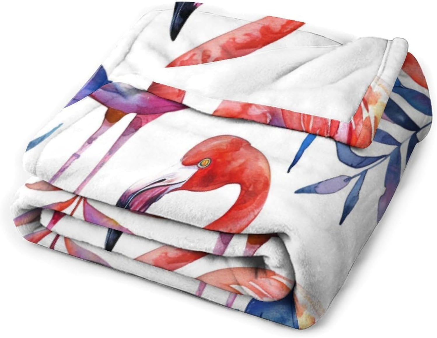 Watercolor Flamingo Throw Blanket for Couch Bed, Soft Cozy Abstract Bird Palm Leaf Sofa Decor Blankets for Women, Men, 30"x40"
