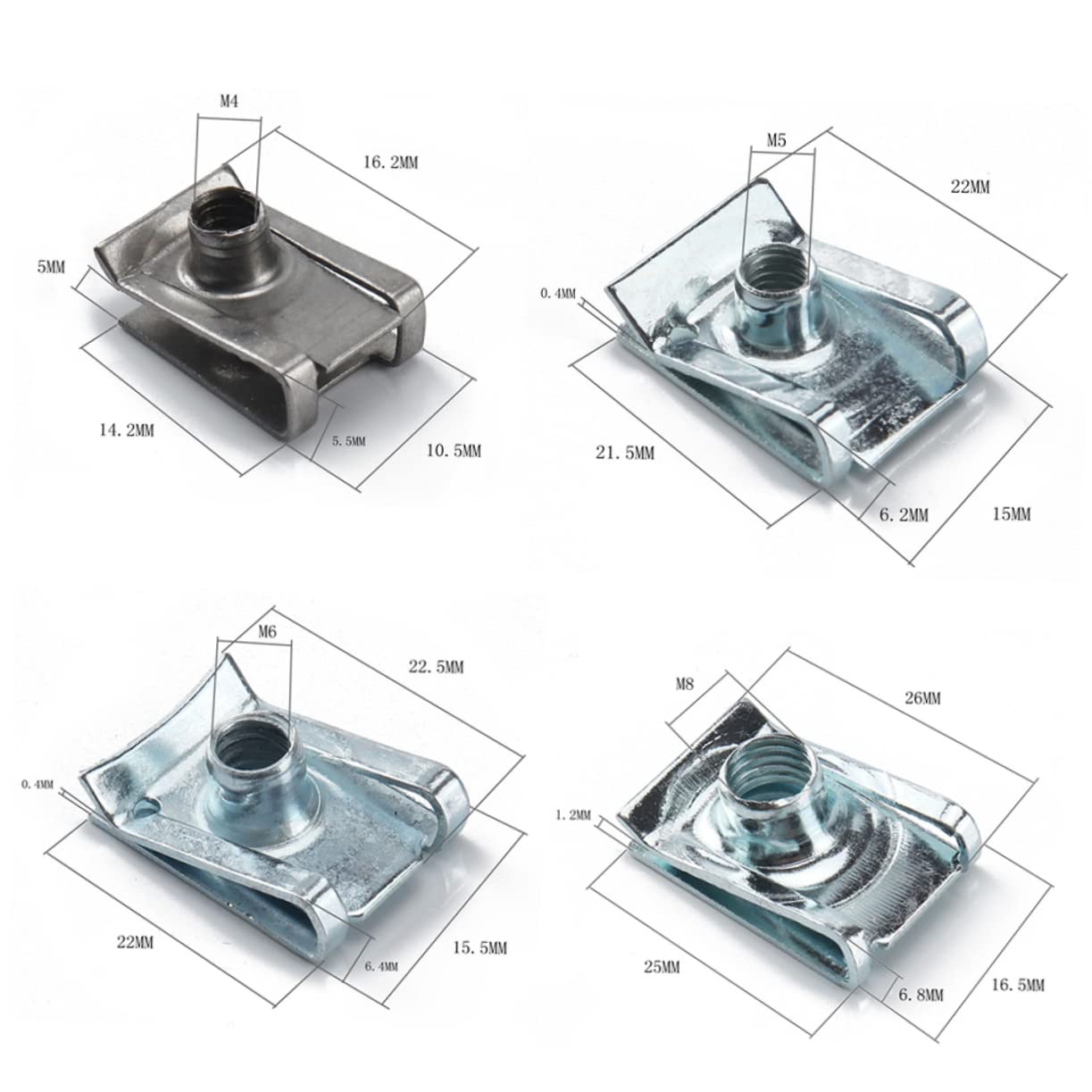 TINEASUR 50 Pack Manganese Steel Motorcycle u Nuts Spire u Clip Fasteners for Bodywork Panel