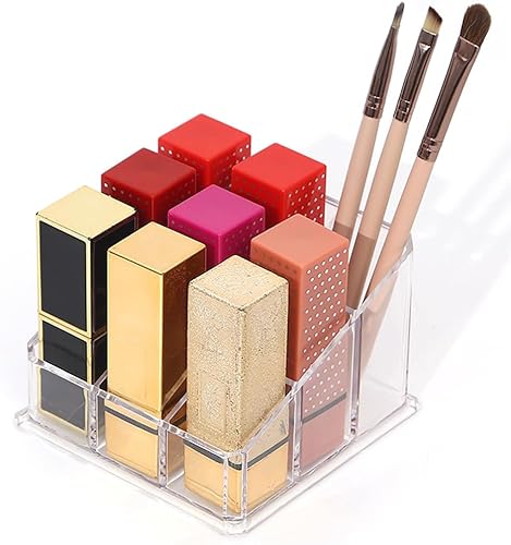 Miniatura 4 de Organizador y almacenamiento de lápiz labial, 9 ranuras transparente para estante de exhibición (QX152)