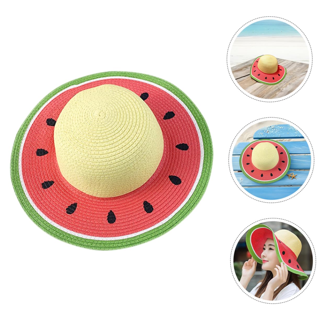 Sombrero de Paja para Niñas Decoracion Verano Patrón Sandía