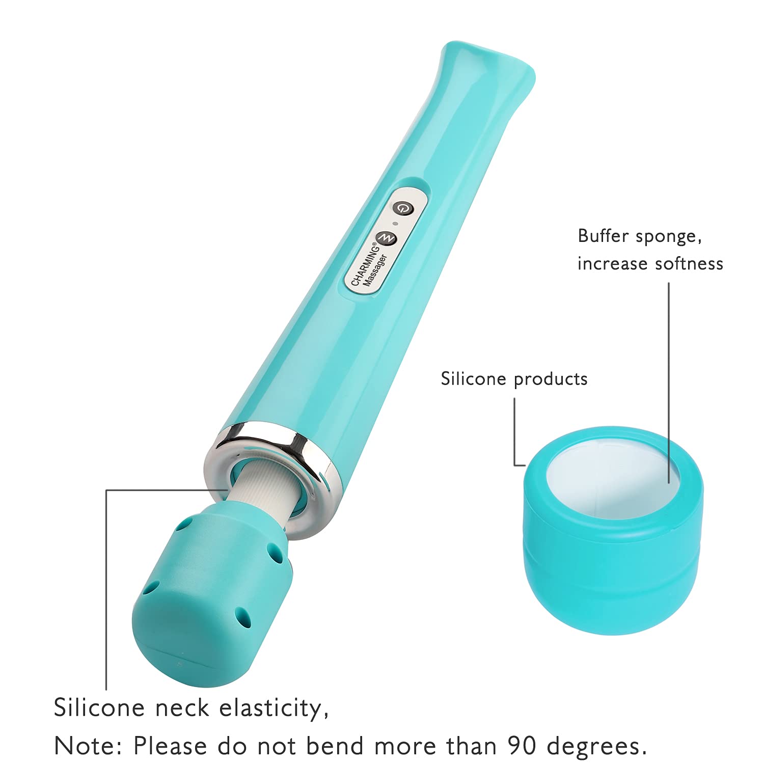 CHARMING Wired Powerful Handheld Massager with Strong 10 Vibrations Back Massage, Personal Therapy Massager for Sports Recovery, Muscle Aches, Full Body Pain (): Light Blue