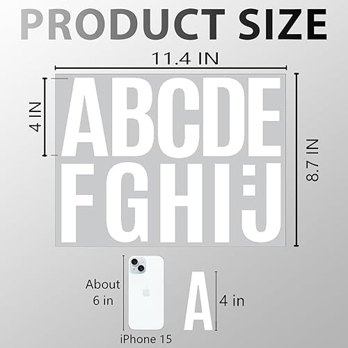 Miniatura 3 de 272 piezas de 24 hojas de calcomanías de letras grandes, letras de tablero de anuncios de 4 pulgadas, letras adhesivas de vinilo para tablones de