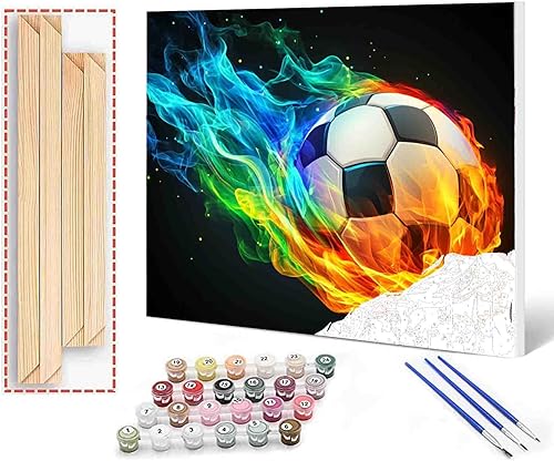 Vista 40 de Pintura de bricolaje por números para adultos y niños, pintura colorida de rugby por números, pintura acrílica por números, kit de pintura