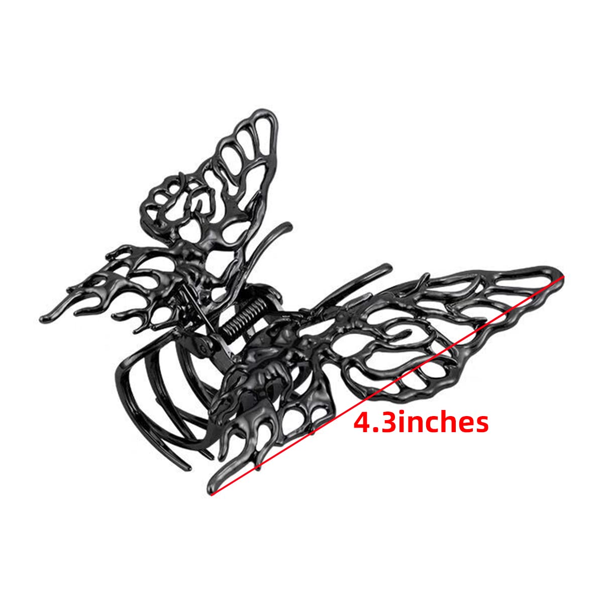 Metal Vintage Geometric Butterfly Hair Clips and Barrettes - Large Hair Claws for Thick Hair, Headband and Hair Accessories for Women and Girls, Bright Black Alloy image 5