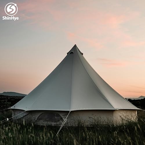 Miniatura 3 de Canvas Bell Tent Yurt Tent 4 Seasons for Camping 100% Cotton Glamping Tents with Stove Jack, Family Camping Outdoor Hunting Party