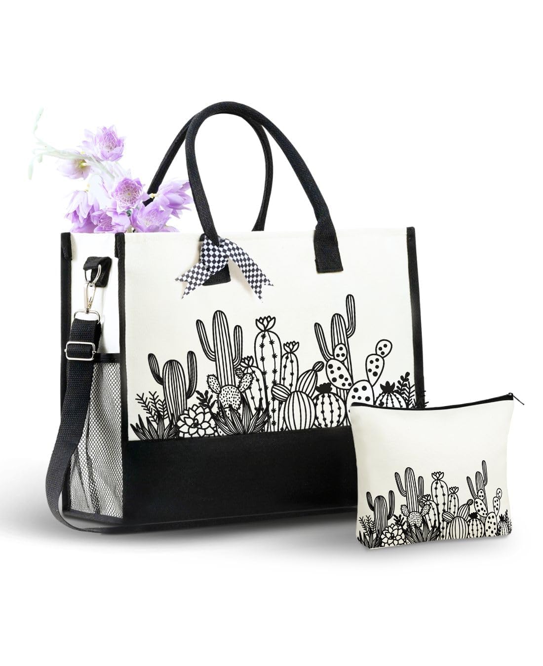 InnoBeta Cactus Gifts for Women, Canvas Tote Bag for Cacti Lovers, Cactus Themed Gifts for Christmas, Mother’s Day, Birthday