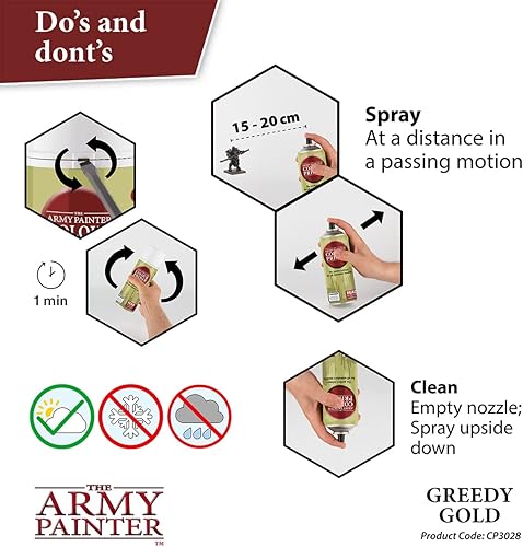 Miniatura 5 de The Army Painter Gold Spray Paint, 400ml, 13.5oz - Acrylic Spray Undercoat for Miniature Painting - Spray Primer for Plastic Miniatures