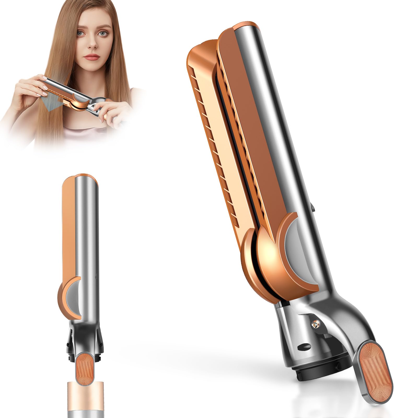 Glätteraufsätze für Dyson Airwrap, Haarglätter-Aufsatz mit HS01/HS05/HS08,dyson airwrap aufsätze mit Airflow Technologie ohne heiße Platten für sanftes Haarstyling mit weniger Schäden. (Kupfer)