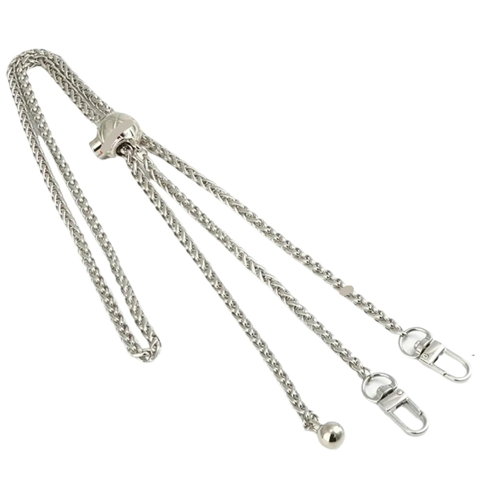 YUSUZH 2PCS Replacement 120cm Metal Purse Chain Strap Handle for Handbag Shoulder Crossbody Bag with Length Adjustable Ball for Small Bag(Silver)