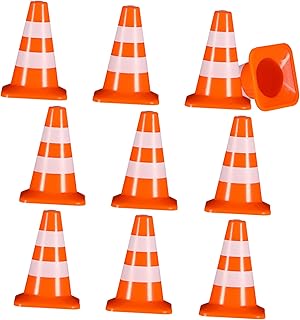 Toyvian 10 Peças De Cones De Trânsito De Brinquedo Cones De Trânsito De Brinquedo Minúsculos Cones De Trânsito De Brinquedo Para Crianças Brinquedos De Construção Cones Rolantes