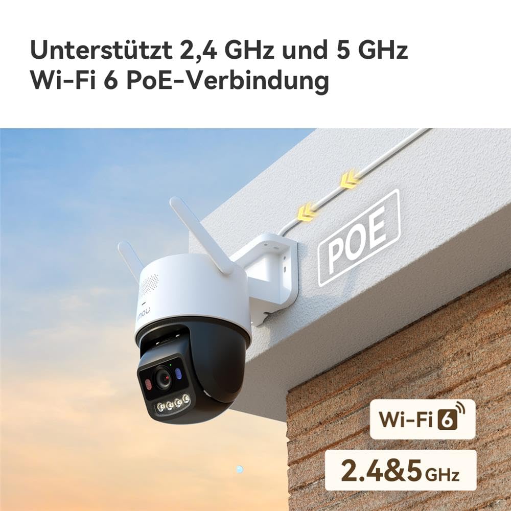 Imou Titan Pro 6MP Überwachungskamera WLAN/PoE, 360° PTZ, KI-Erkennung, 30m Nachtsicht, Sirene & Licht, 2-Wege-Audio, Outdoor Kamera
