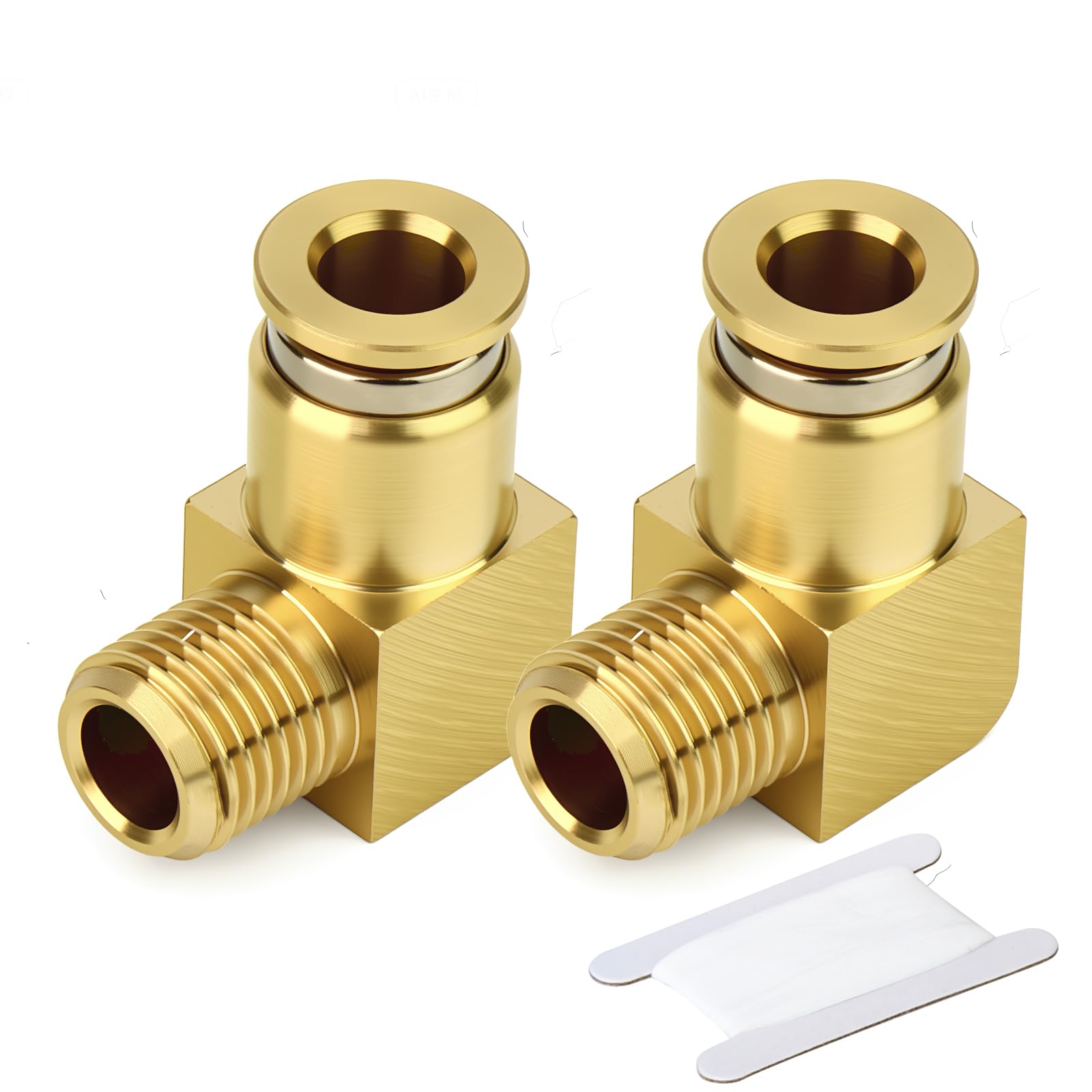 GASHER 2PCS Brass Elbow Push to Connect Pneumatic Fitting, 6mm Tube OD x 10mm BSP Male Thread, 90 Degree Air Line Quick Connect