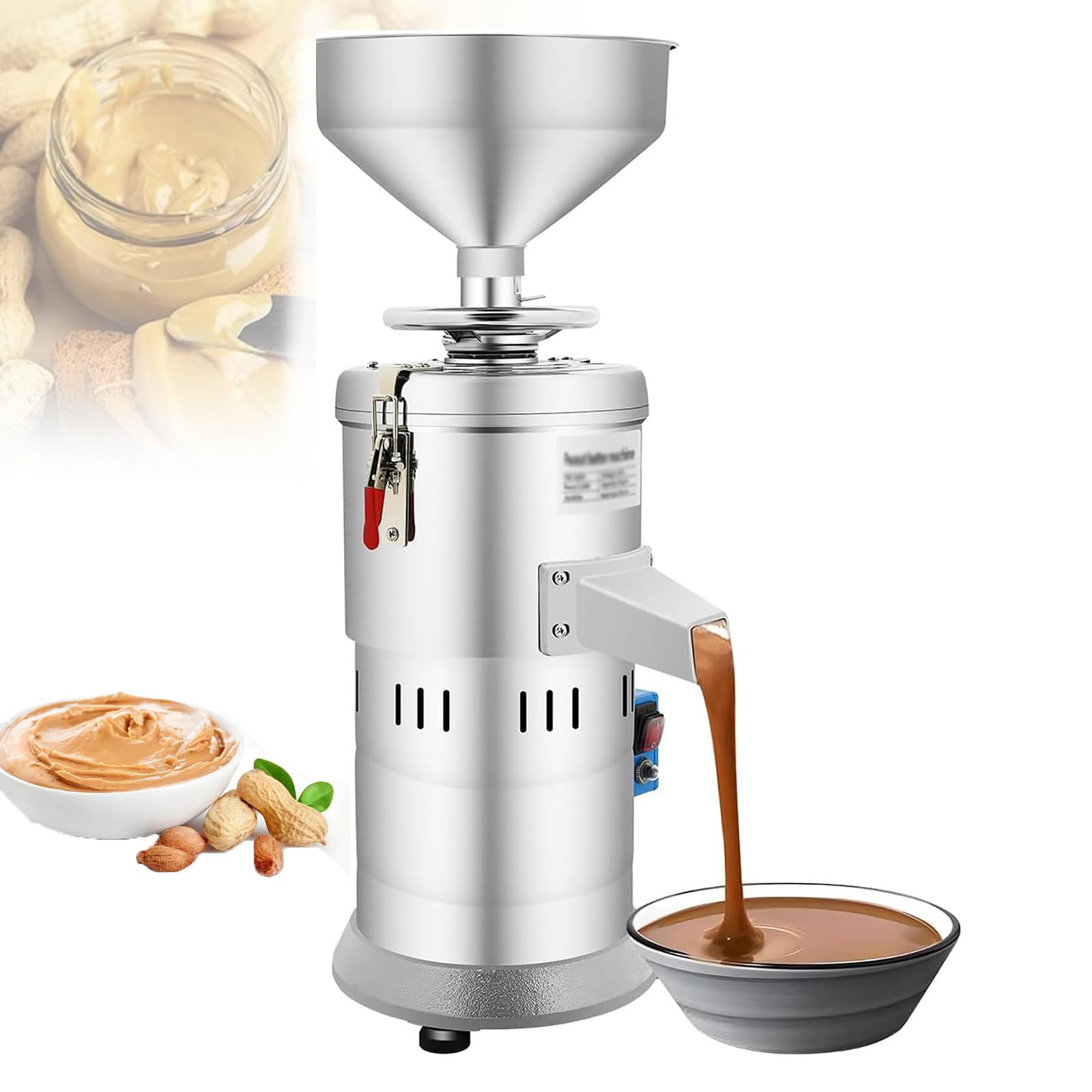 FHRKA Peanut Butter Maker Machine, 1100W Electric Nut Butter Grinder, Stainless Steel and Easy Operations, for Groundnut, Almond