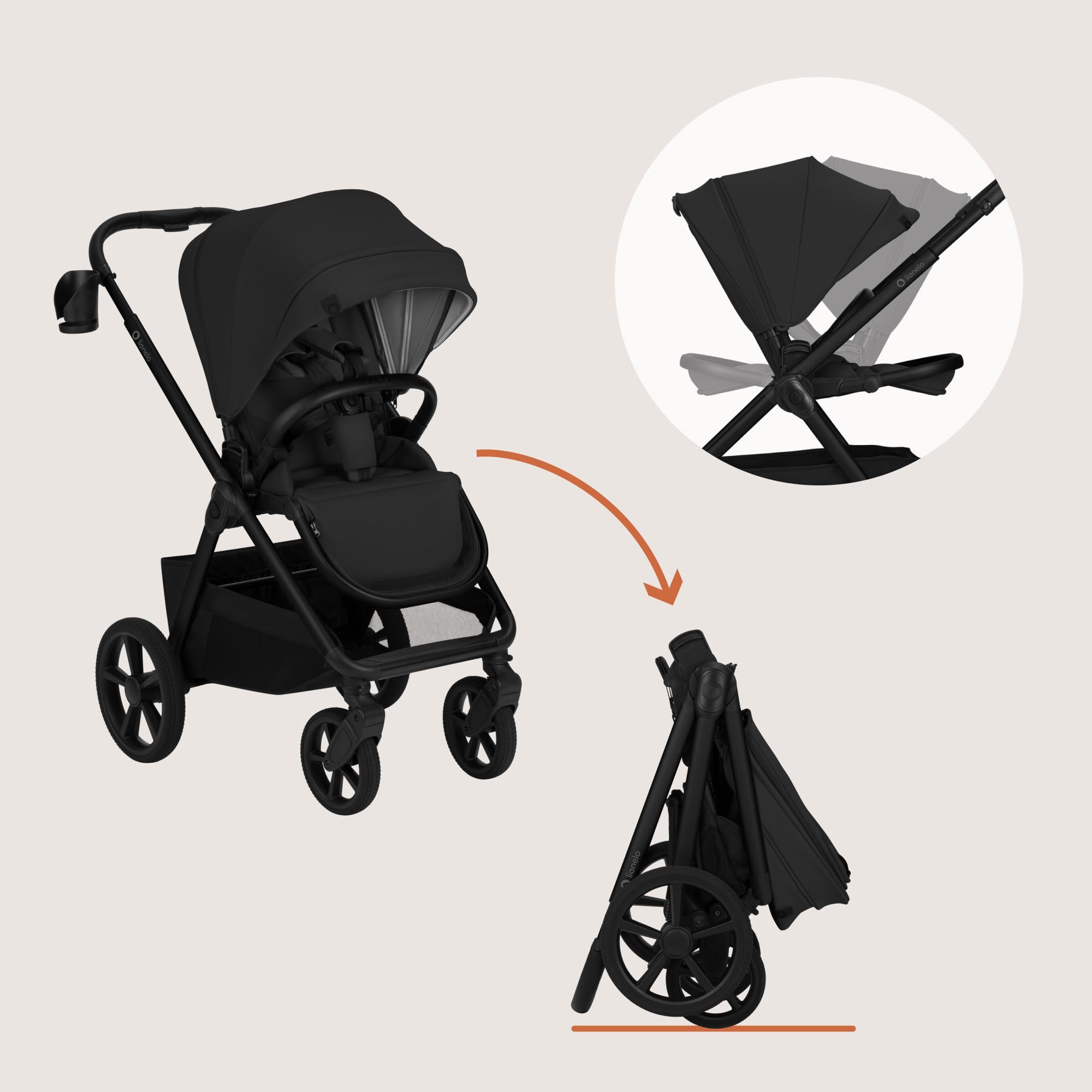 LIONELO Carmine Passeggino 2 in 1 con Navicella per Bambini fino a 22 kg | 0-4 Anni, Seduta Reversibile, Ruote GravelTech, Ammortizzazione, Posizione Distesa, UPF50+, Ventilazione, Fibbia Magnetica