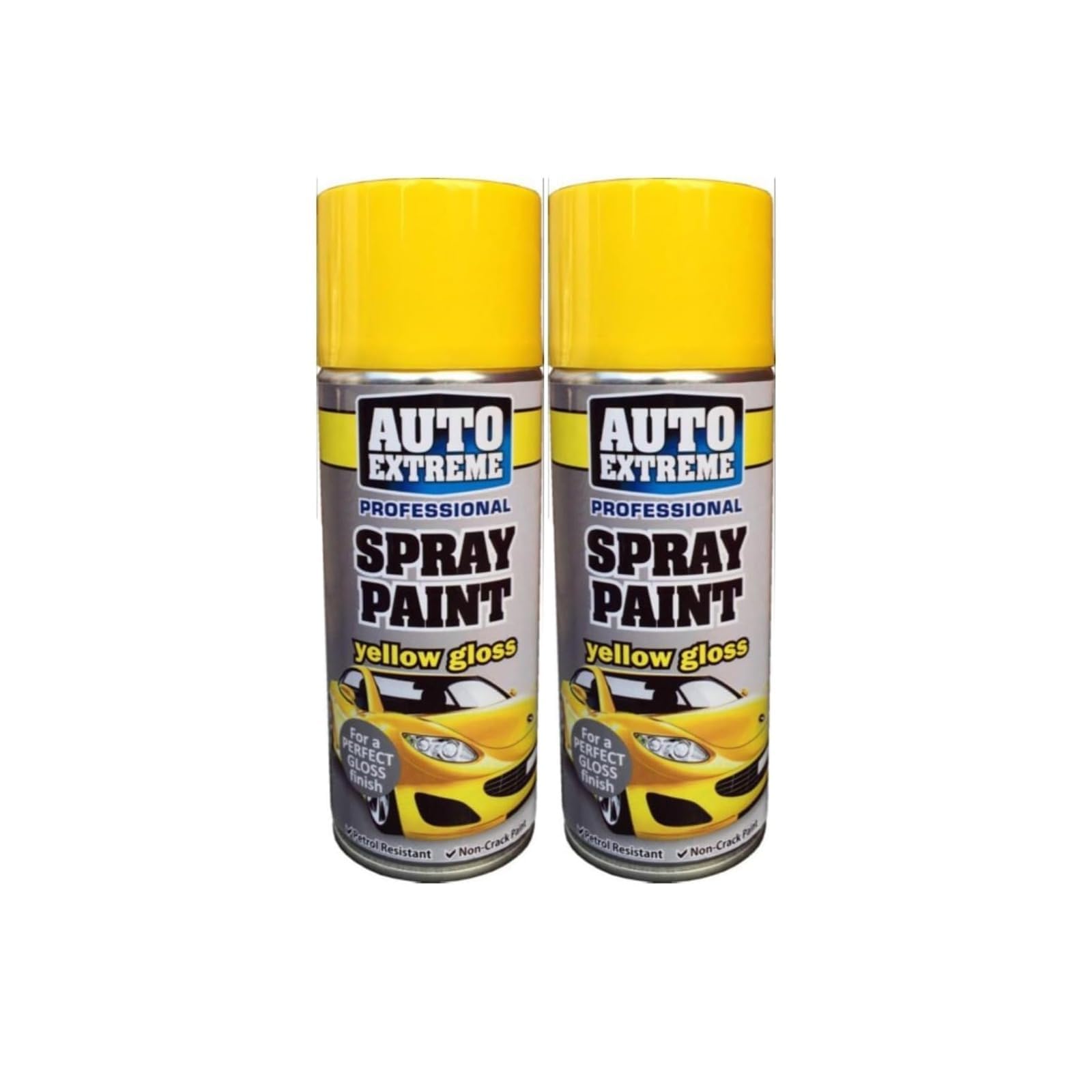 PNJB Multipurpose Yellow Aerosol Spray Paint, Gloss Finish, Fast-Drying Formula, Non-Cracking Composition, Long-Lasting Durability, Ease of Use, Adaptability Ensures Consistent, 400ml (2 Pcs)