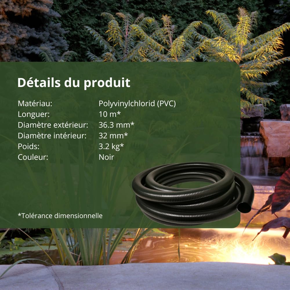 HeRo24 Tuyau de bassin, professionnel, 32 mm, de qualité supérieure, dont 10 m collable (PVC), type V