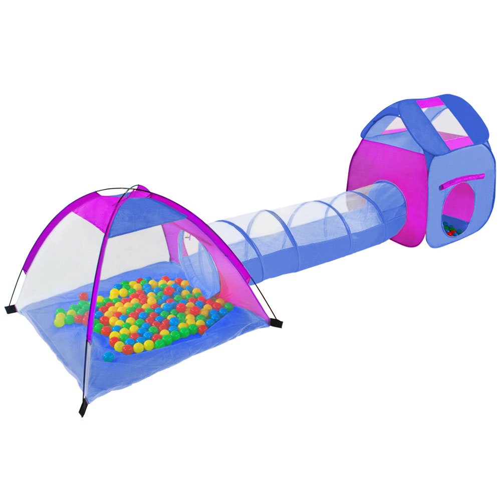 Tente Igloo Pour Enfants Tectake Avec Tunnel + 200 Balles - Multicolore, Jeu D'Intérieur/Extérieur