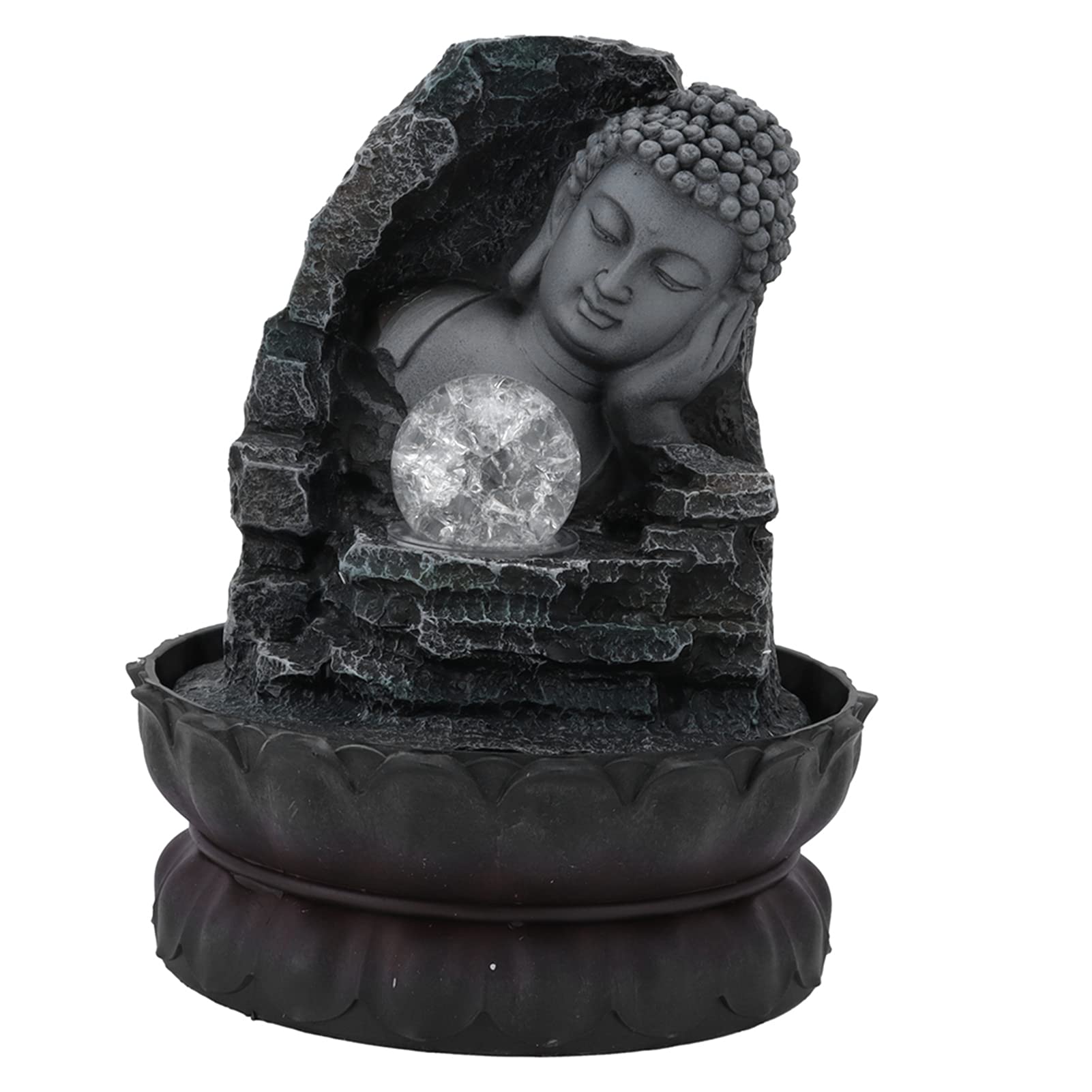 FOKH Tabletop FountainSleeping Buddha Statue Statue Feng Shui Zen Meditation Indoor Waterfall Fountain with LED LightCalming and Relaxing Water Soundfor Home Office Bedroom Relax DecorUS