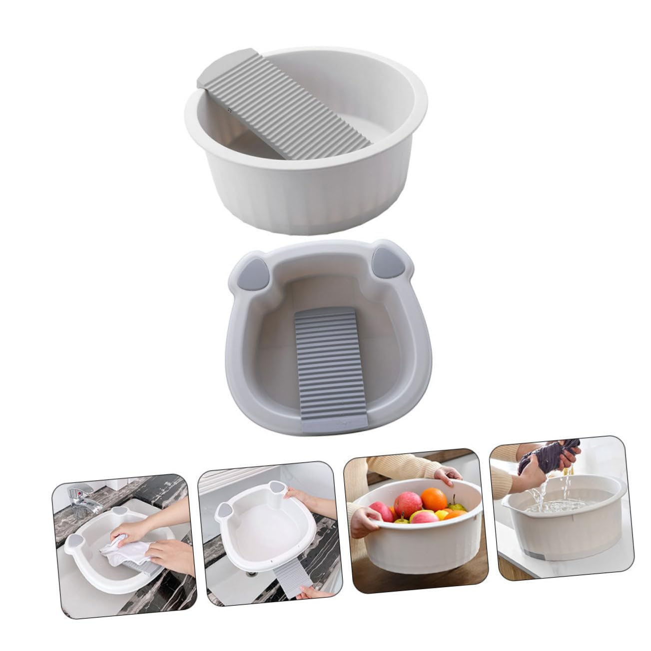 Vaguelly Lavatoio Portatile in Pp 2 Pezzi con Asse Antiscivolo Integrata, Design Multifunzionale a Doppio Bacino, per Casa e Viaggio
