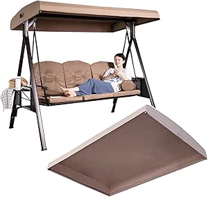 Outdoor Swing Canopy Replacement Waterproof Patio Hammock Swing Top Cover 2 Or 3 Seater Universal Replacement Canopy Swings Seat Cover For Outdoor Garden Patio (Grey