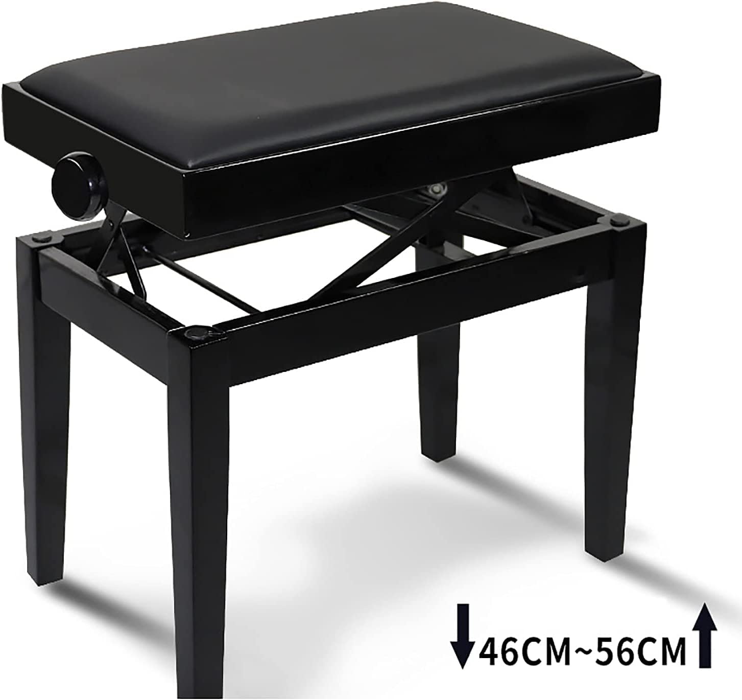Ława do pianina z podnośnikiem hydraulicznym, ława do klawiatury solo (tapicerowana), odpowiednia dla osób grających na pianinie, 55 x 33 x 46-56 cm (czarna) (czarna)