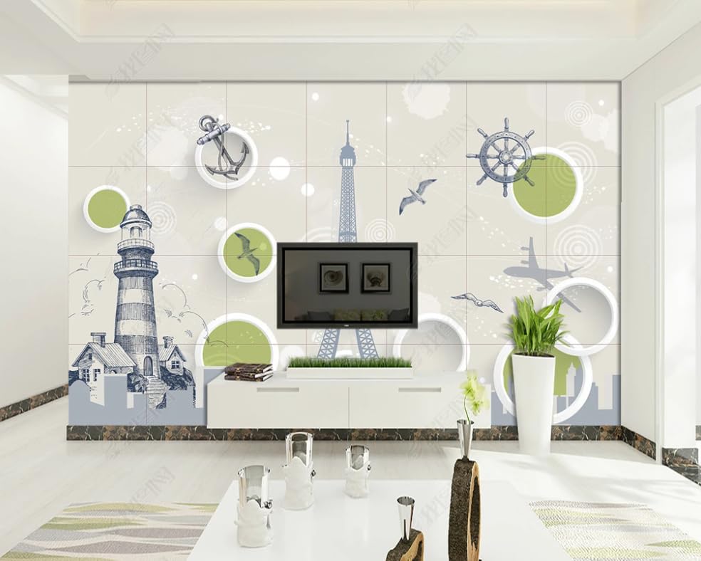 Poster géant mural phare pour chambre et restaurant décor panoramique méditerranéen